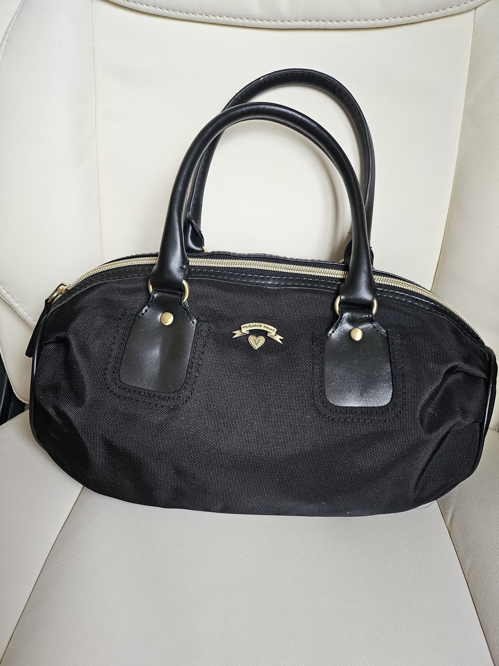Victoria's Secret Black Mini Satchel with Gold Accents